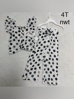Jessica Simpson Black and White Polka Dot Girls Matching Set